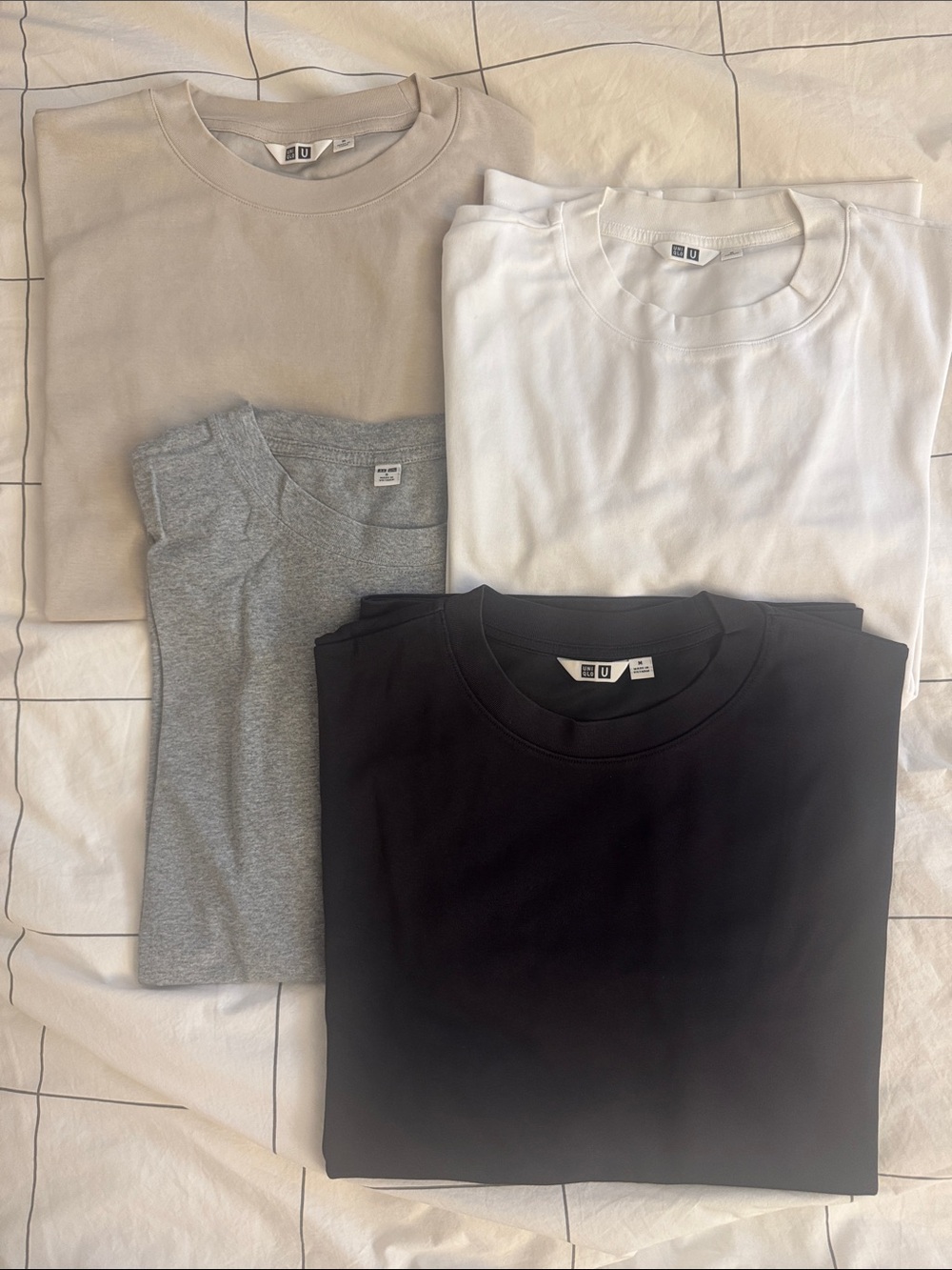 Uniqlo Short Sleeve Crew Tees - Black, White, Gray, Beige, Dark Grey (S,M,L)